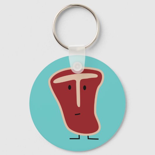 T-botsteak vleeseiwit gegrild rundvleesvet bot sleutelhanger (Voorkant)