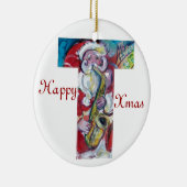 T BRIEF/SANTA EN SAX, CHRISTMAS PARTY MONOGRAM KERAMISCH ORNAMENT (Rechts)