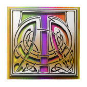 T Celtic Rainbow aangepaste monogram tegel Tegeltje (Voorkant)