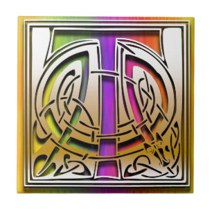 T Celtic Rainbow aangepaste monogram tegel Tegeltje
