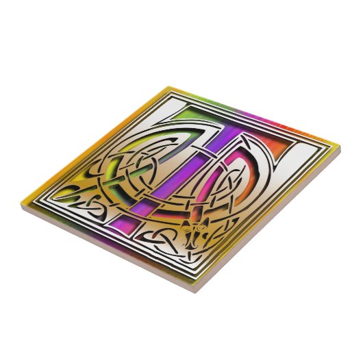 T Celtic Rainbow aangepaste monogram tegel Tegeltje (Zijkant)