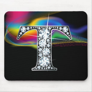 "T" Diamond Bling met regenboogwervelkolom Mousepa Muismat