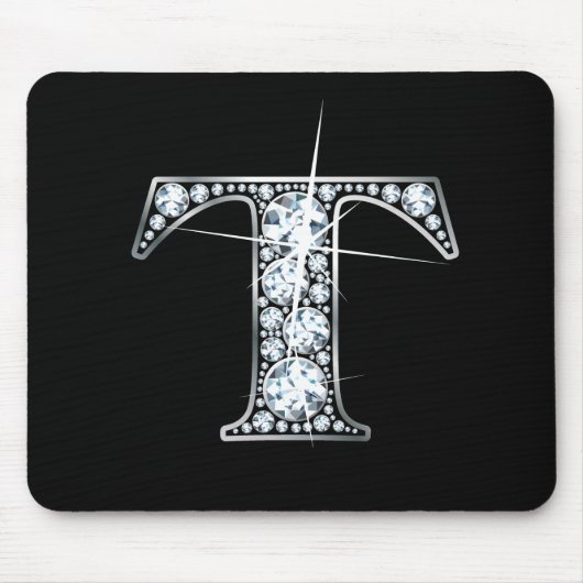 "T" Diamond Bling Mousepad Muismat (Voorkant)