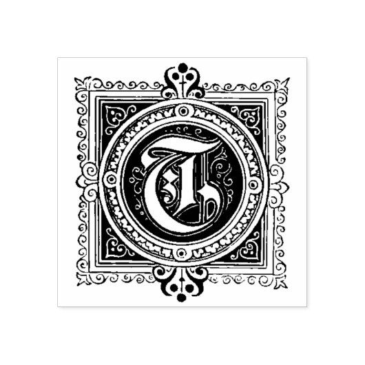 T eerste letter Rubber stempel (Afrduk)
