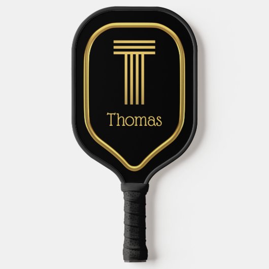 T Gold Initiaal Pickleball Paddle (Voorkant)