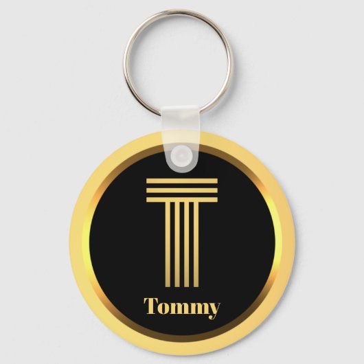 T Gold Monogrammed Letter persoonlijk Sleutelhanger (Voorkant)