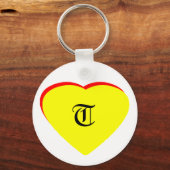 "T" Hart Geel Rood Bruiloftsuitnodiging Het MUSEUM Sleutelhanger (Voorkant)