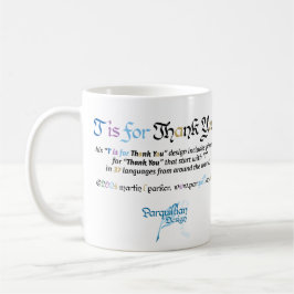 T is voor Dank u Mok - Blauw & Goud