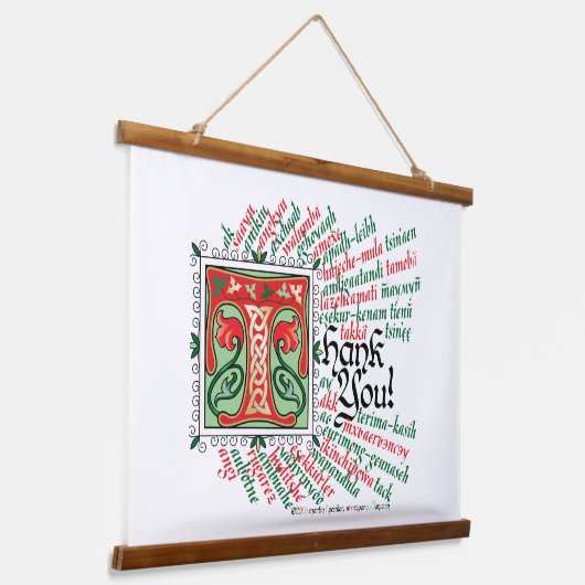 T is voor Dank u Tapestry Hangend Wandkleed (Gebogen)
