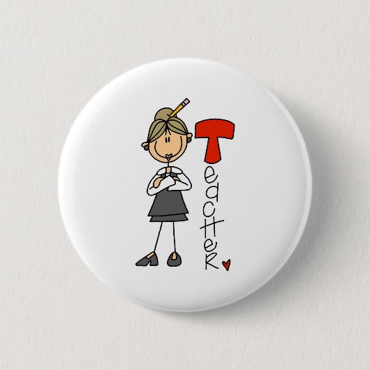 T is voor leraar ronde button 5,7 cm (Voorkant)