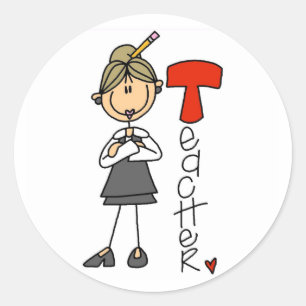 T is voor leraar ronde sticker