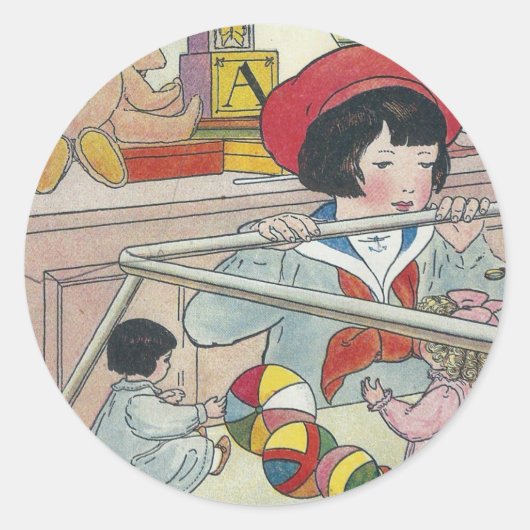 T is voor Speelgoed Ronde Sticker (Voorkant)