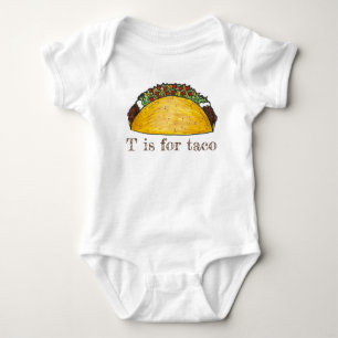 T is voor Taco Mexican Food Alphabet Letter T Romper