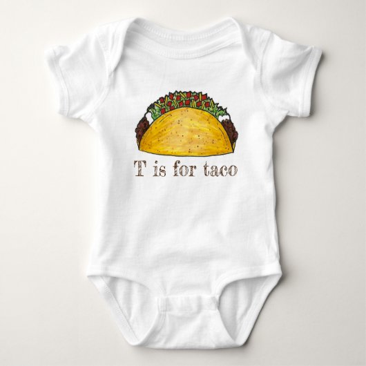 T is voor Taco Mexican Food Alphabet Letter T Romper (Voorkant)