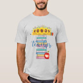 T is voor Teacher Floral Pencil Books gepersonalis T-shirt (Voorkant)