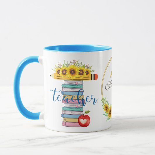 T is voor Teacher Floral T Shape gepersonaliseerd Mok (Links)