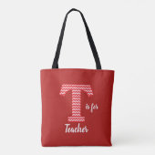 T is voor Teacher Red Canvas tas (Achterkant)