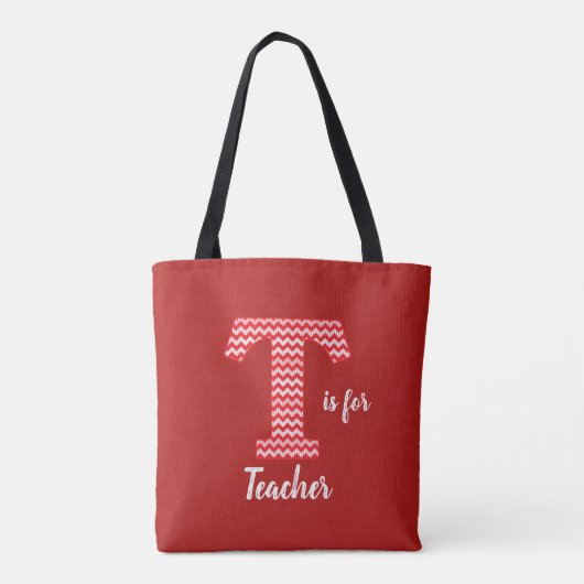 T is voor Teacher Red Canvas tas (Achterkant)