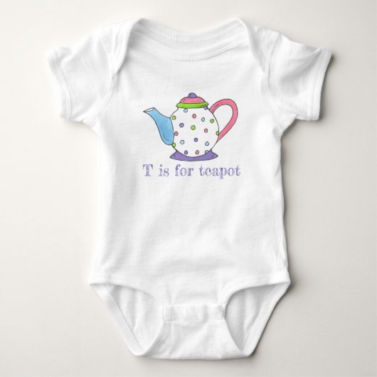 T is voor Teapot Polka Dot Tea Pot Party Time Romper (Voorkant)
