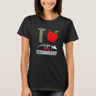T is voor technologie-leopard-technologie leraar S T-shirt