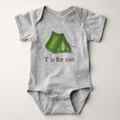 T is voor Tent Green Camp Camping Alphabet Romper (Voorkant)