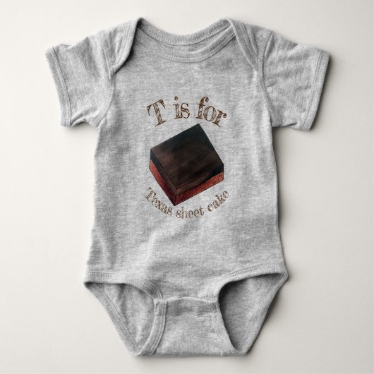 T is voor Texas Sheet Cake Slice Texan Food Romper (Voorkant)