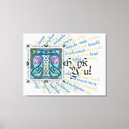 T is voor Thank You Canvas Print - Blauw & Goud
