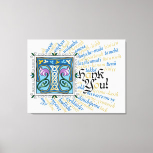 T is voor Thank You Canvas Print - Blauw & Goud