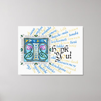 T is voor Thank You Canvas Print - Blauw & Goud