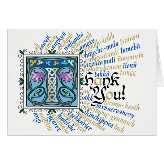 T is voor Thank You Card - Blauw & Goud (Voorkant Horizontaal)