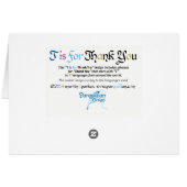 T is voor Thank You Card - Blauw & Goud (Achterkant Horizontaal)