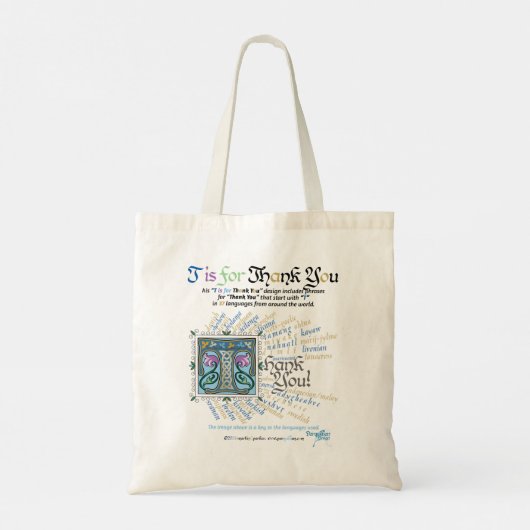 T is voor Thank You Tas - Blauw & Goud (Achterkant)