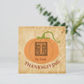 T is voor Thanksgiving Kaart (Staand voorkant)