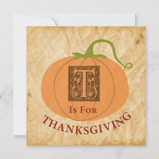 T is voor Thanksgiving Kaart (Voorkant)