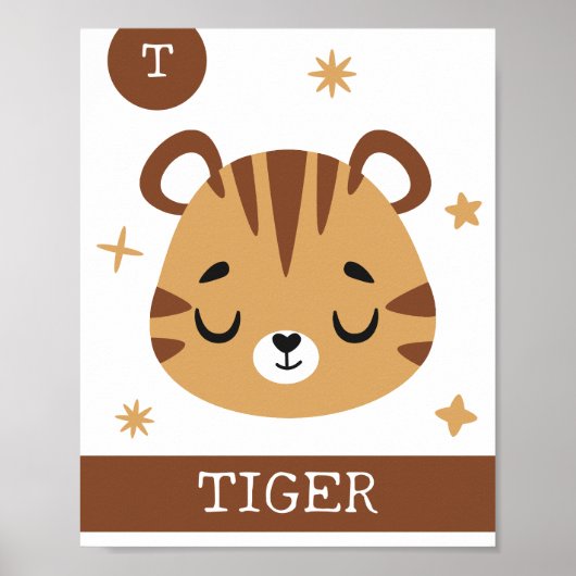 T is voor Tijger, Opvang, Slaapkamer, Kinderen Muu Poster (Voorkant)
