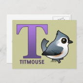 T is voor Titmouse Briefkaart (Voorkant / Achterkant)