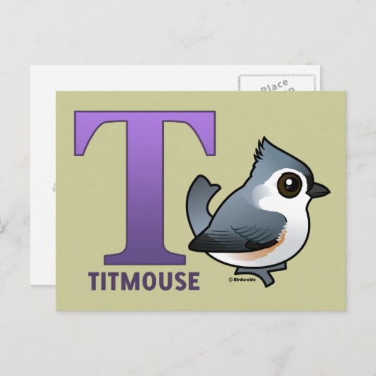 T is voor Titmouse Briefkaart (Voorkant / Achterkant)