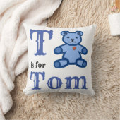 T is voor Tom baby jongen Worpkussen Kussen (Deken)