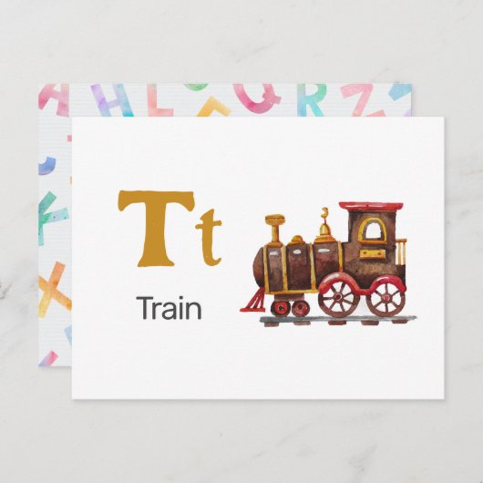 T is voor Train - Alphabet Flash Kaart (Voorkant / Achterkant)