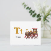 T is voor Train - Alphabet Flash Kaart (Staand voorkant)