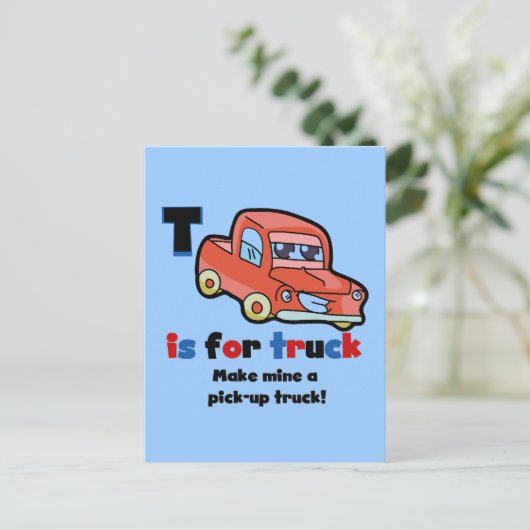 T is voor Truck Tshirts en Gifts Briefkaart (Staand voorkant)