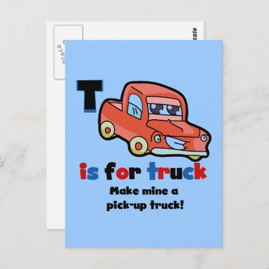 T is voor Truck Tshirts en Gifts Briefkaart (Voorkant / Achterkant)