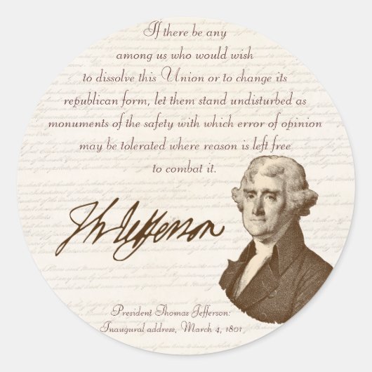 T. Jefferson: Opinie & Reden - Sticker (Voorkant)