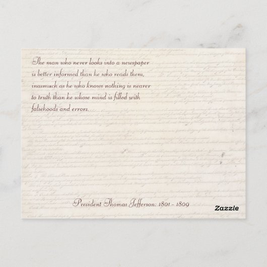 T. Jefferson: Truth & Newspapers - Briefkaart (Achterkant)