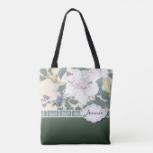 T Kônan Wood Block Print "Hibiscus en Browallia" Tote Bag (Achterkant)