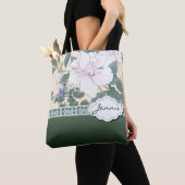 T Kônan Wood Block Print "Hibiscus en Browallia" Tote Bag (Dichtbij)