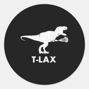 T-lax Dinosaur . Cool Dino Lax Lacrosse Speler  Ronde Sticker