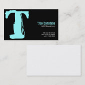 T Letter-alfabet Visitekaartje Blauw zwart (Voorkant / Achterkant)