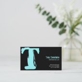 T Letter-alfabet Visitekaartje Blauw zwart (Staand voorkant)