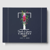 T Letter Initiaal Monogram Bloemen Naam Bruiloft Gastenboek (Voorkant)
